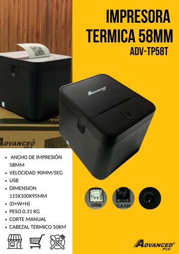 [TP58T] Impresora Termica 58mm ADV-TP58T